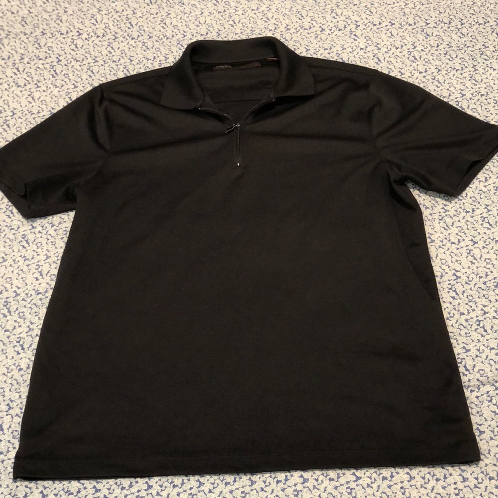 Perry Ellis Black Zip Polo Size: M